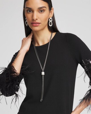 Silver Tone Baguette Tassel Necklace