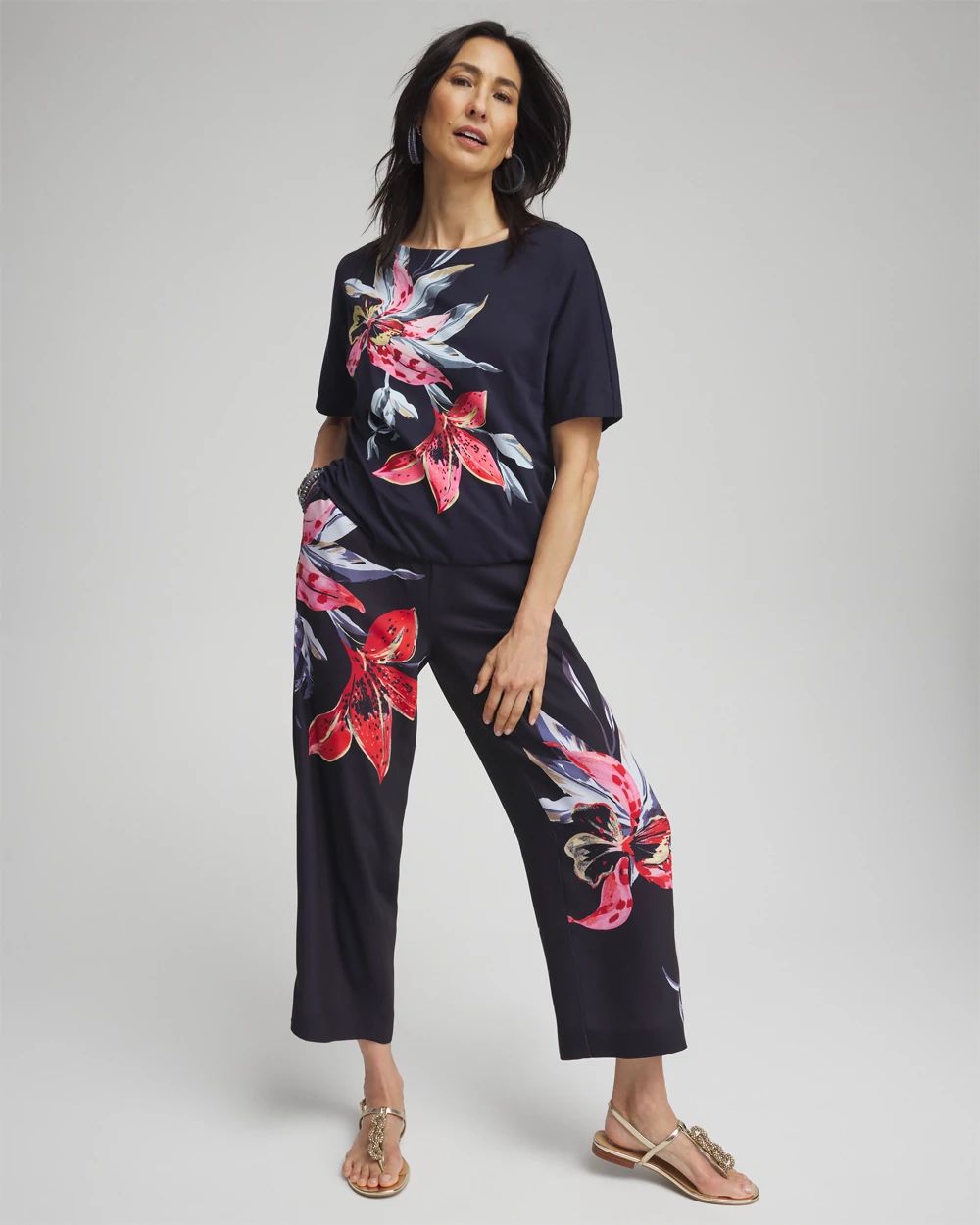 Floral Gathered Hem Tee