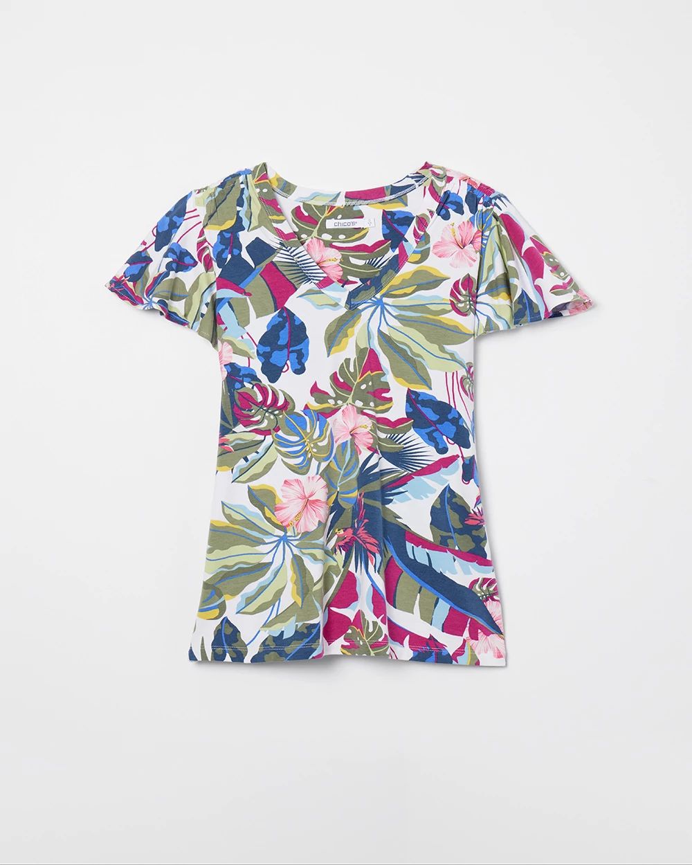 Touch of Cool Tropical Flutter Sleeve Tee