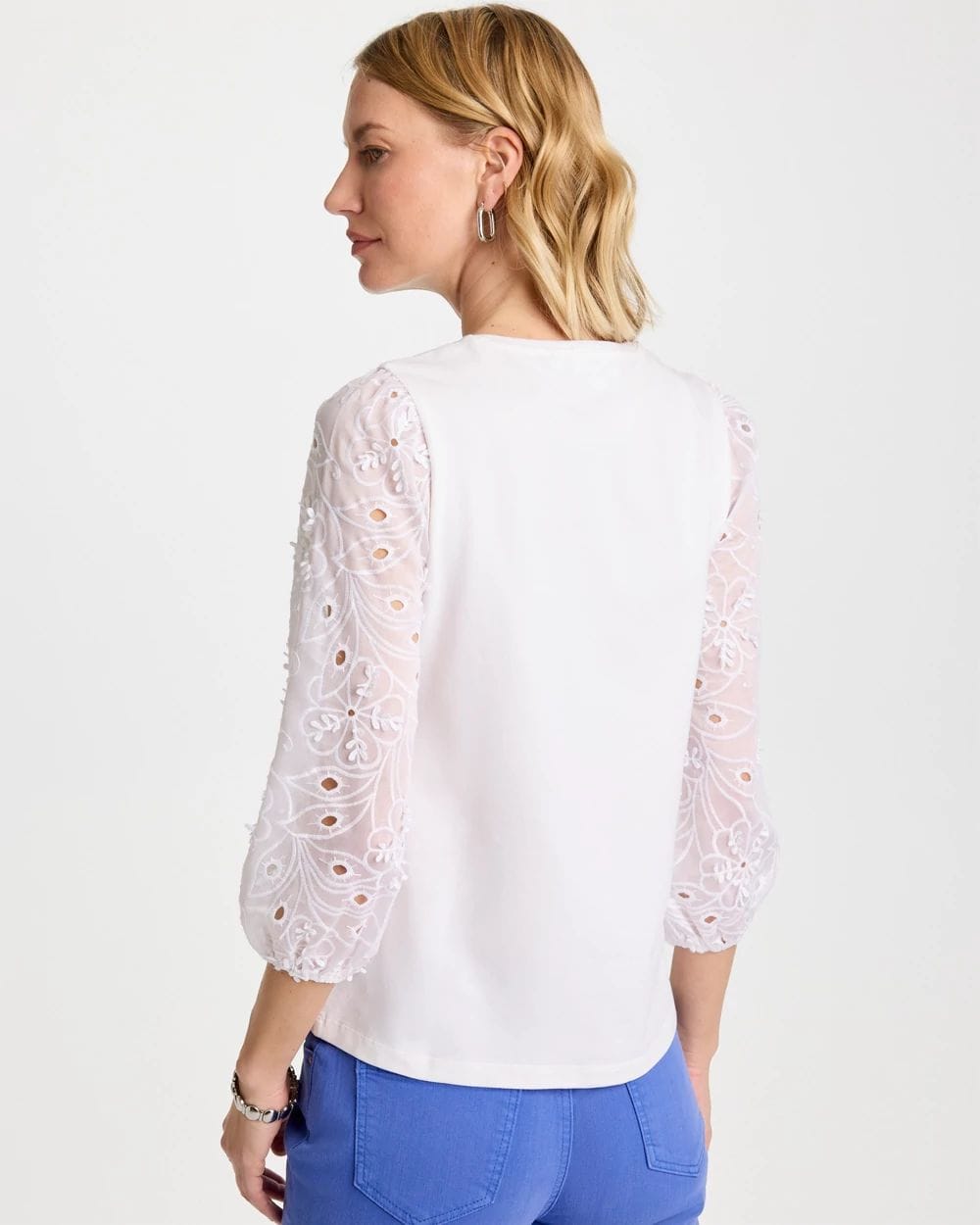 Floral Eyelet Sleeve Tee click to view larger image.