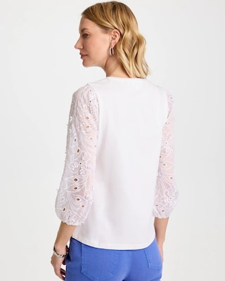 Floral Eyelet Sleeve Tee click to view larger image.