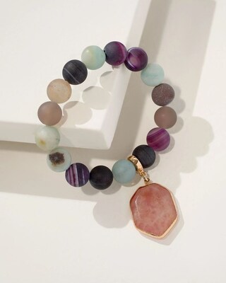 Matte Beaded Drop Off Stretch Bracelet