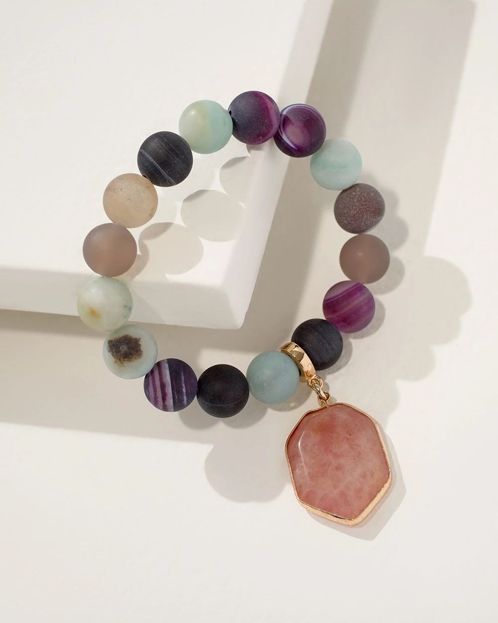 Matte Beaded Drop Off Stretch Bracelet