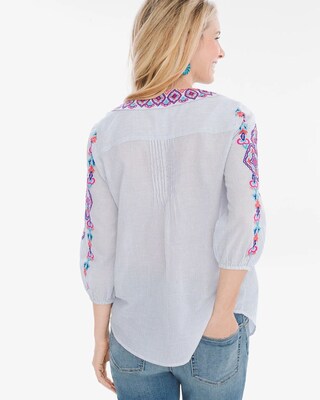 Pinstriped Tassel-Trim Top