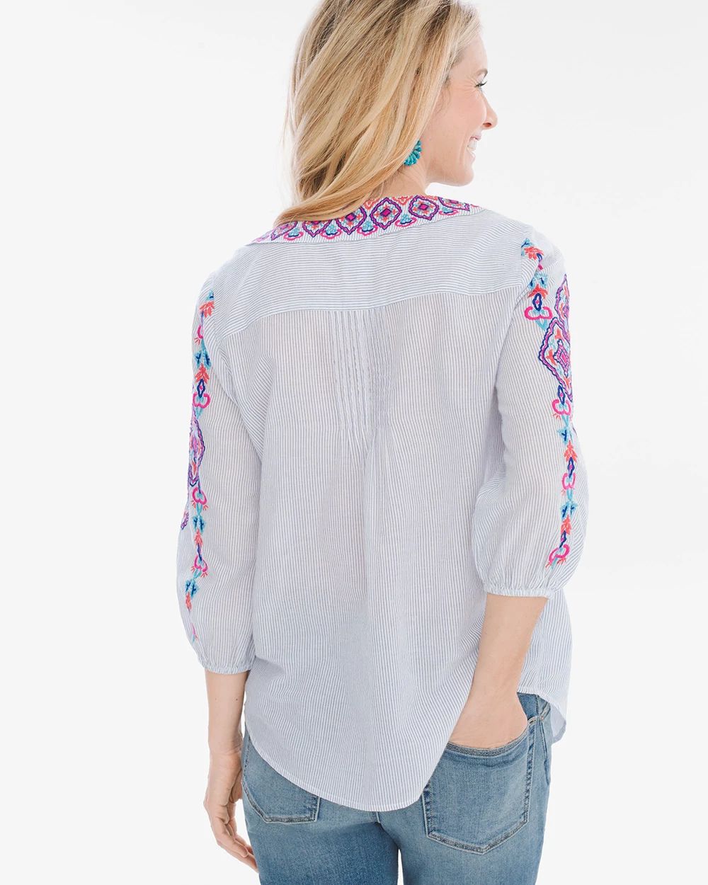 Pinstriped Tassel-Trim Top