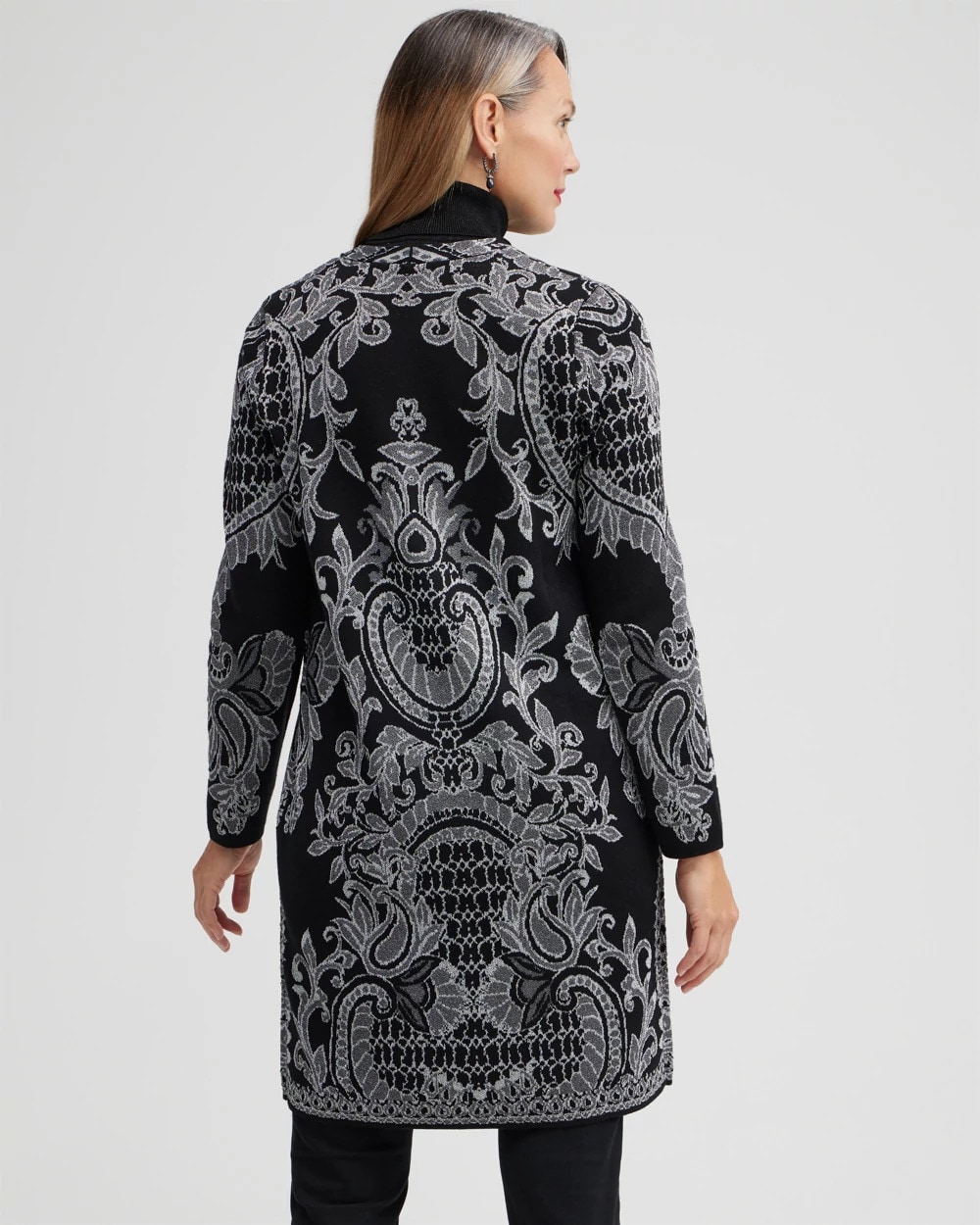 Paisley Lurex Cardigan Sweater