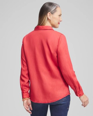 Twill Fringe Hem Shirt click to view larger image.