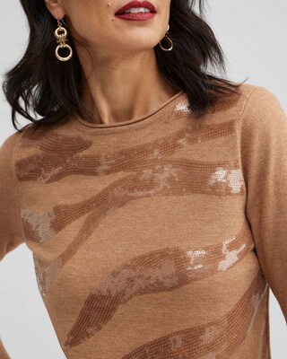 ECOVERO Sequin Animal Print Sweater