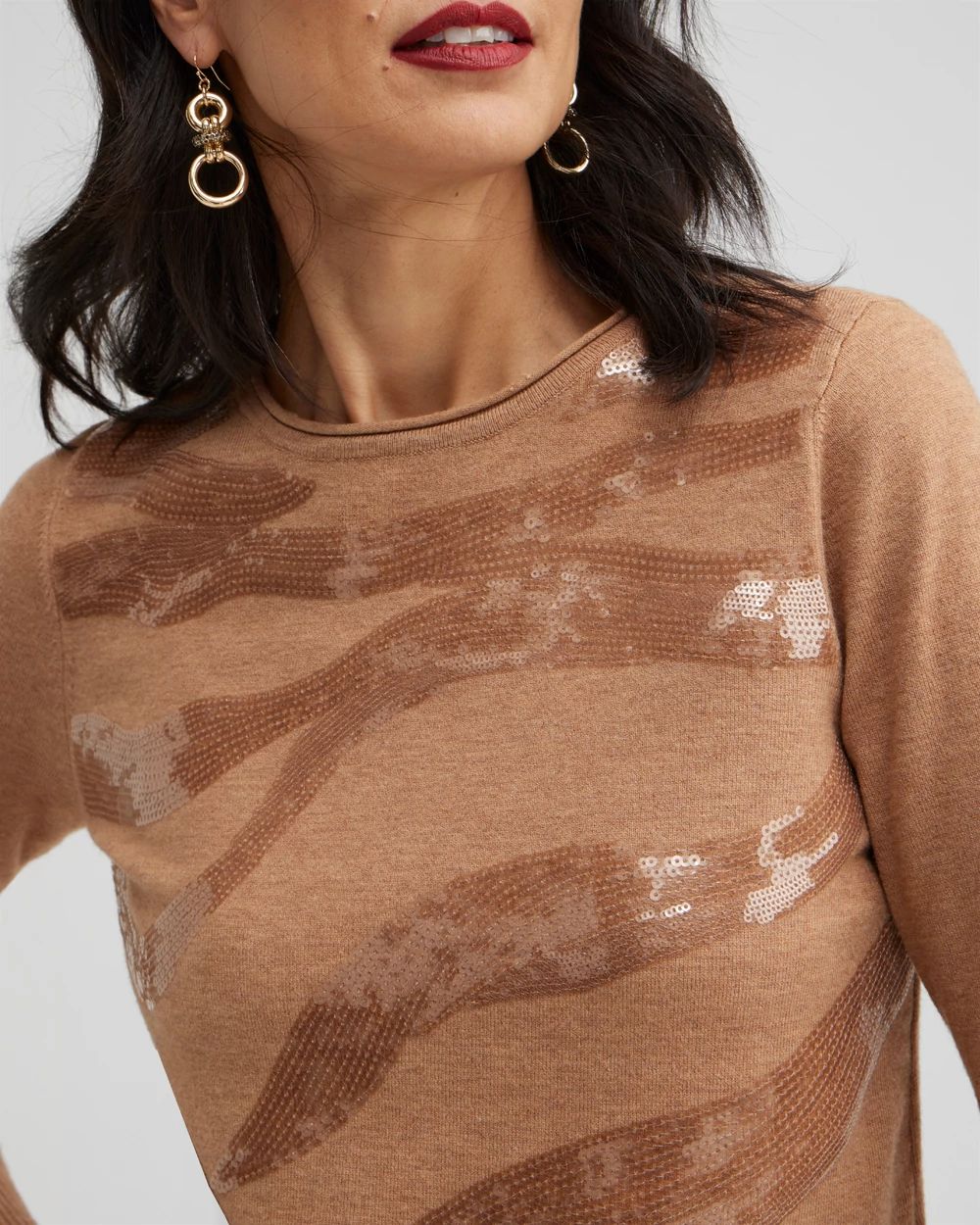 ECOVERO Sequin Animal Print Sweater