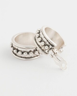 Textured Antique-Style Clip-On Hoop Earrings click to view larger image.