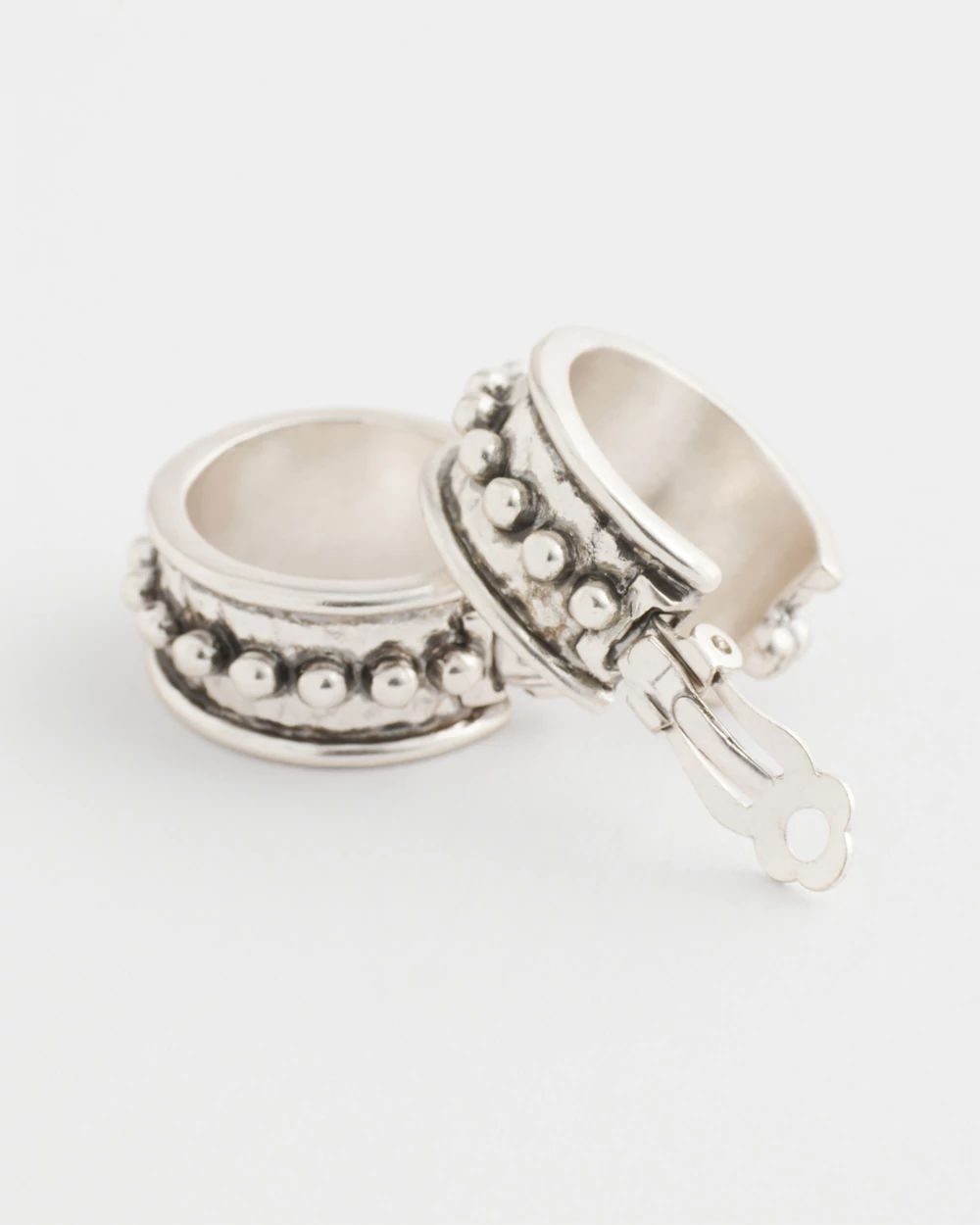 Textured Antique-Style Clip-On Hoop Earrings