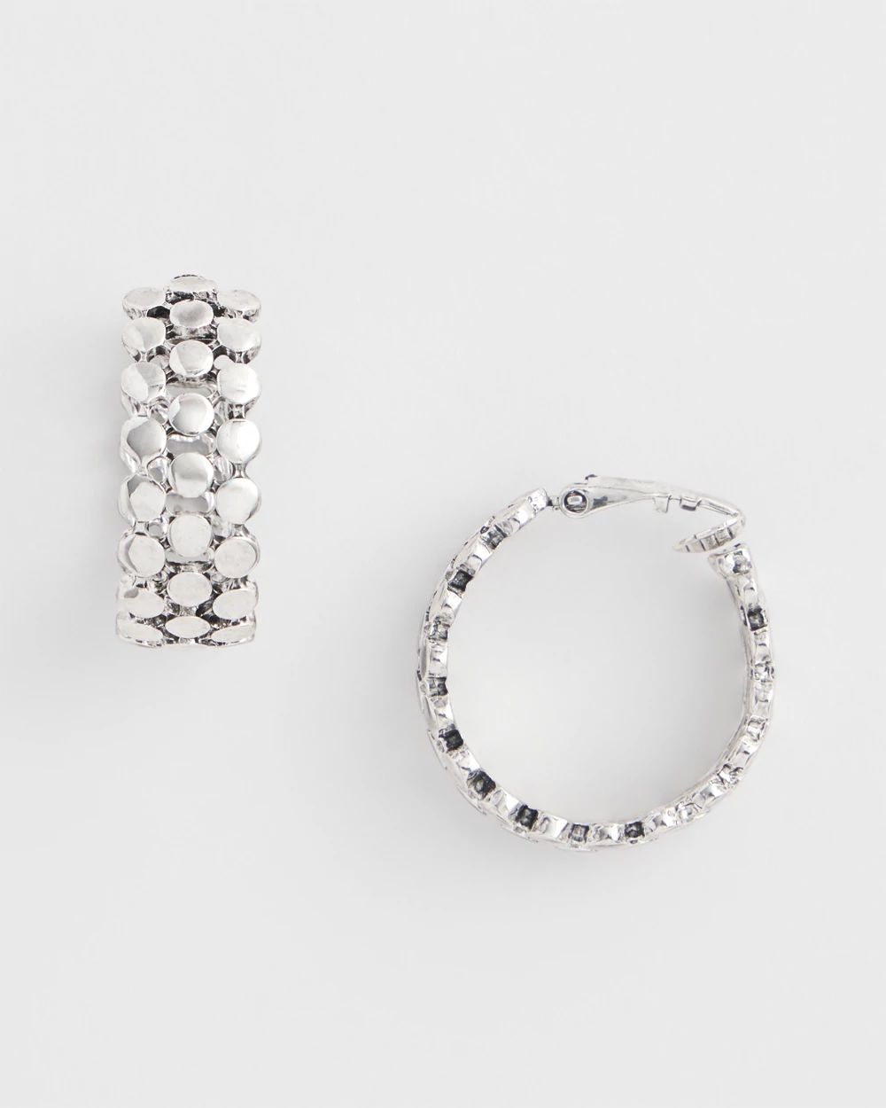 No Droop™ Clip-On Silver Hoop Earrings click to view larger image.
