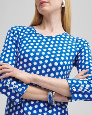 Dot Print 3/4 Sleeve Button Tee click to view larger image.