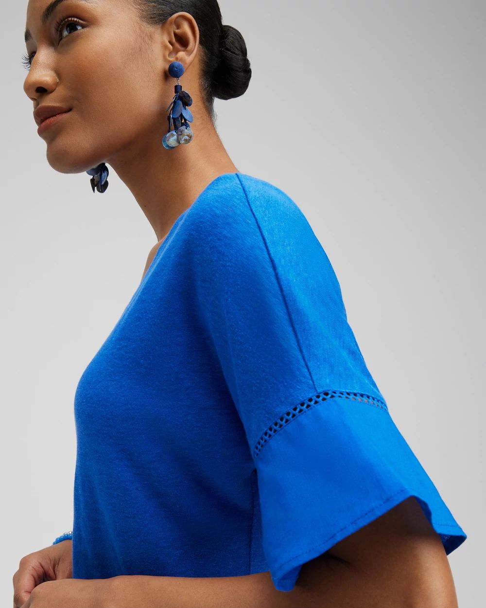 Linen Blend Flutter Sleeve Top