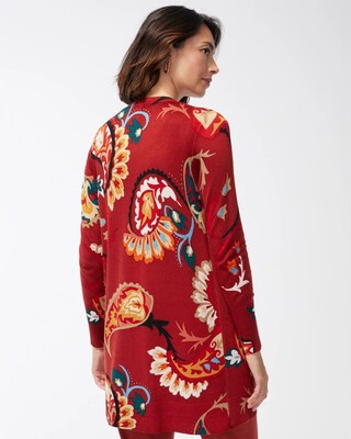 Spun Rayon Paisley Midi Cardigan