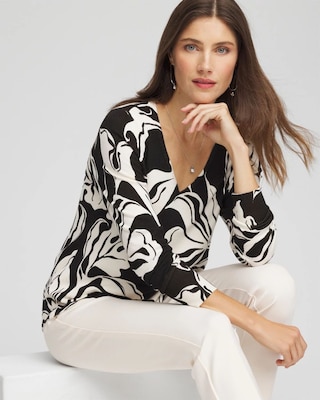 Ella Printed V-Neck Sweater click to view larger image.