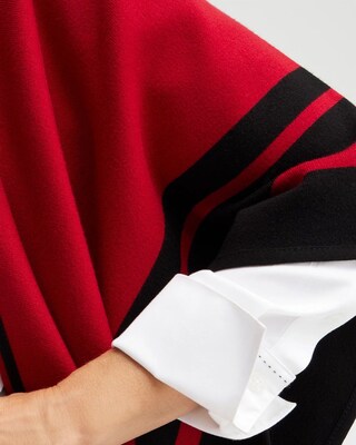Red Stripe Border Ruana
