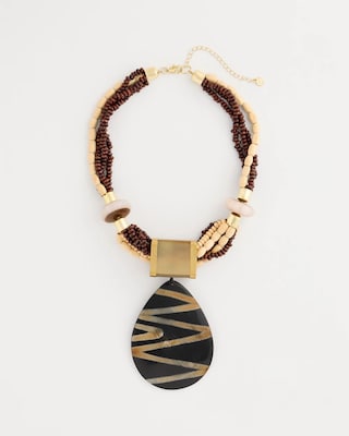 Chico's Originals Genuine Horn Striped Pendant Necklace
