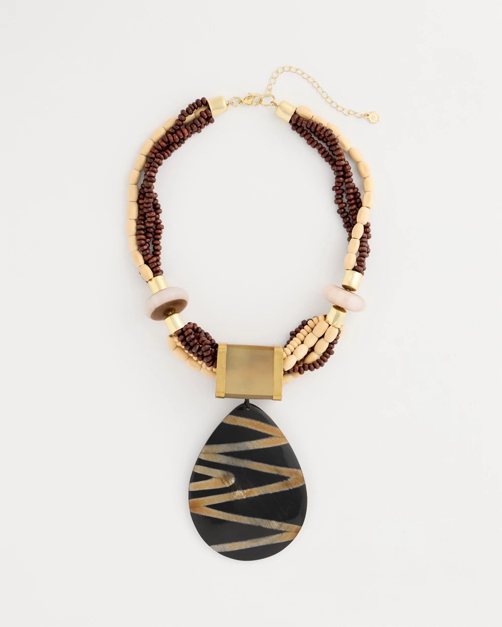 Chico's Originals Genuine Horn Striped Pendant Necklace