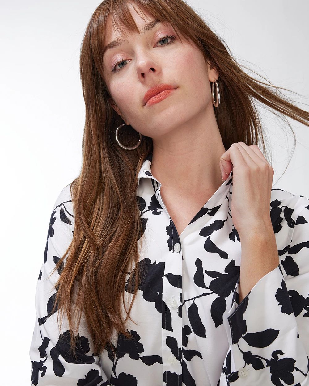 No Iron Stretch Black and White Shirt