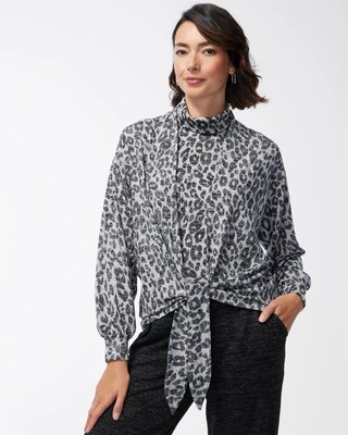Zenergy Soft Essentials Printed Tie Front Cardigan