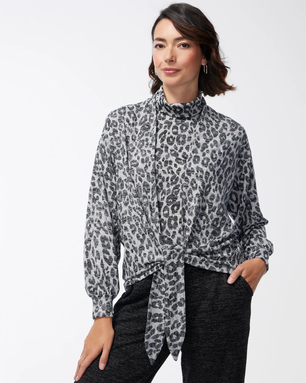 Zenergy Soft Essentials Printed Tie Front Cardigan