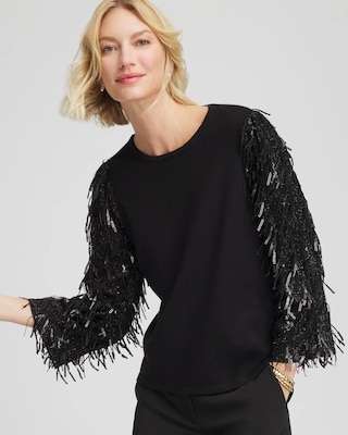 Fringe Sequins Pullover Sweater