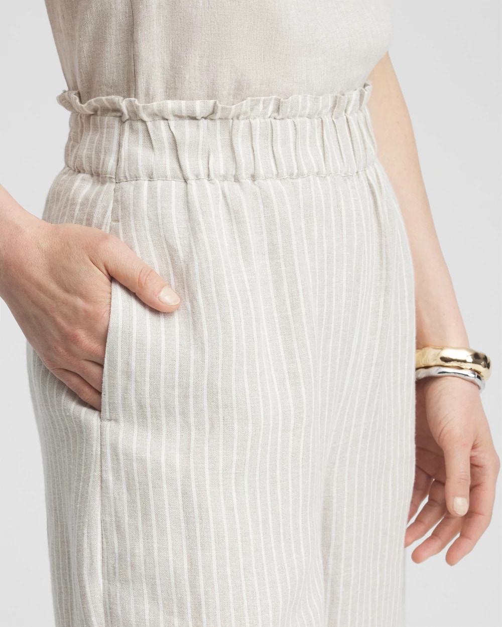 Linen Stripe Culotte Pants
