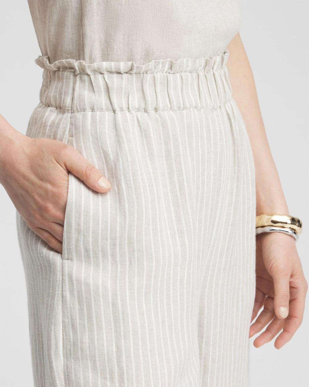 Linen Stripe Culotte Pants