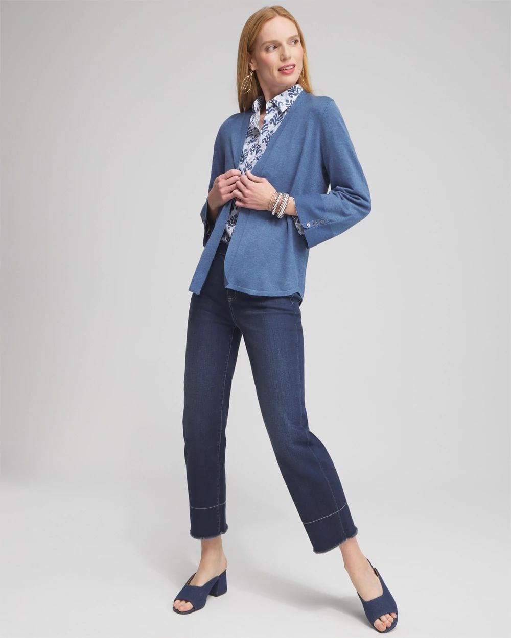 Spun Rayon Flare Sleeve Cardigan