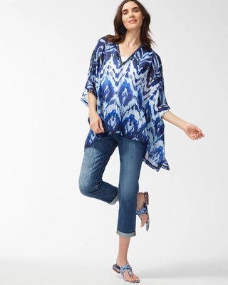 Embroidered V-Neck Poncho