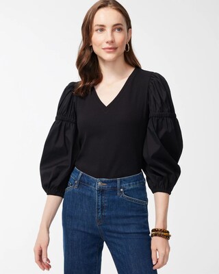 Knit Woven Ribbed Tee