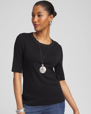 Caviar Bead Elbow Sleeve Tee