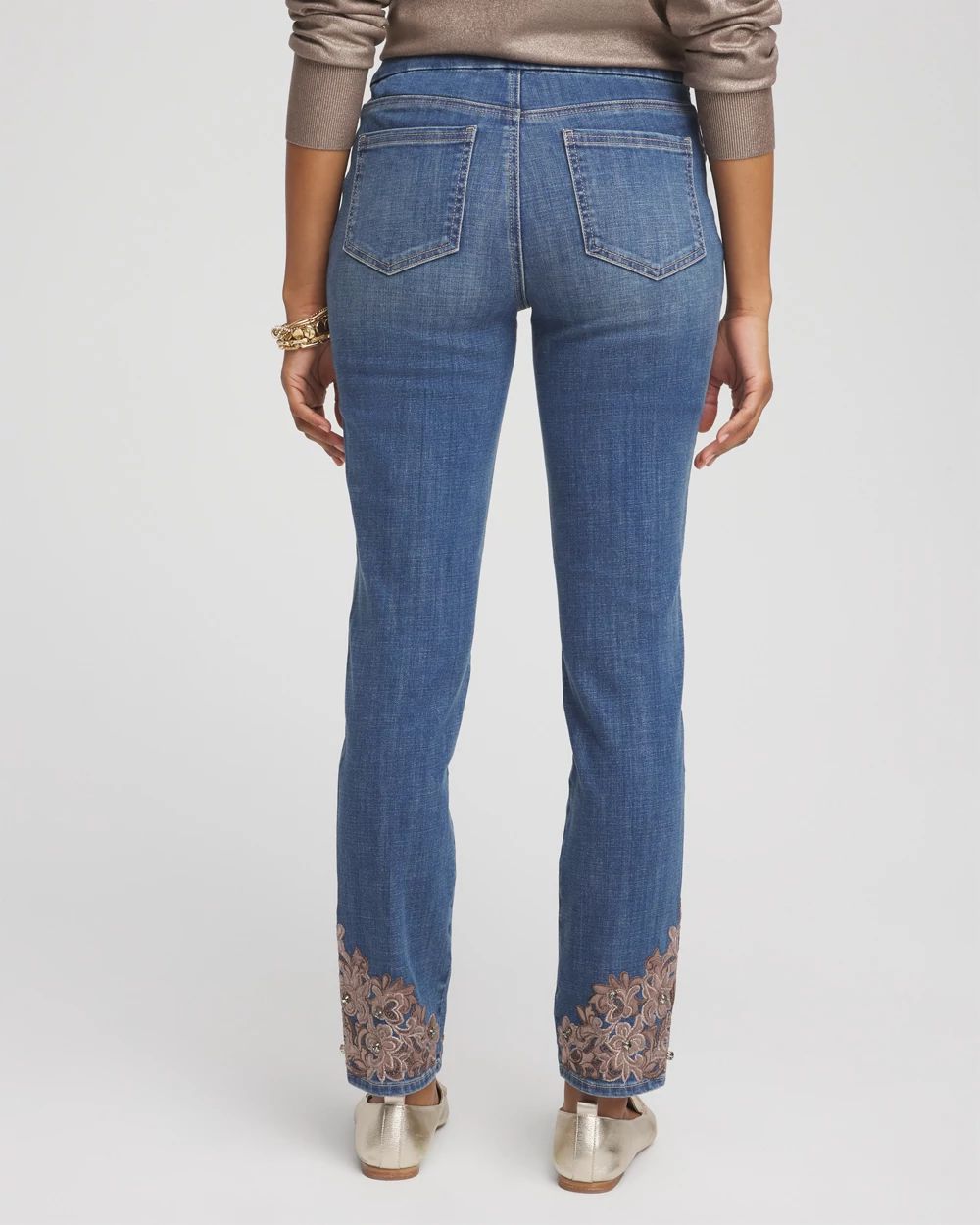 Embellished Pull On Ankle Jeggings