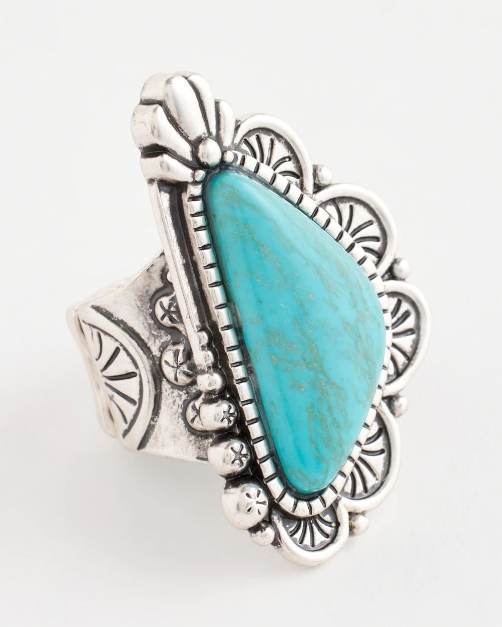 Antique Turquoise Motif Stretch Ring