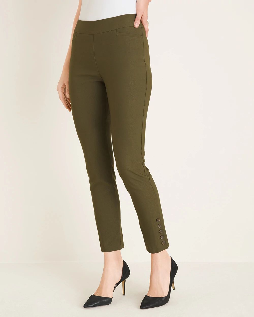 So Slimming Brigitte Button-Hem Slim Ankle Pants