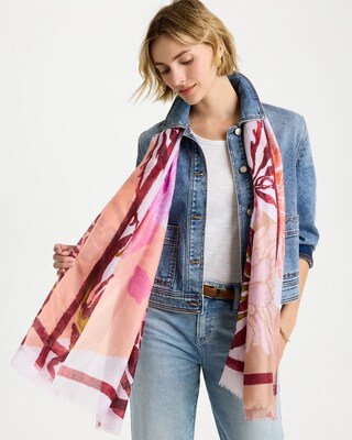 Coral Motif Oblong Scarf click to view larger image.