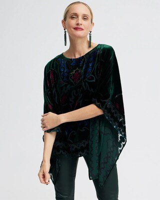 Silk Blend Velvet Burnout Poncho