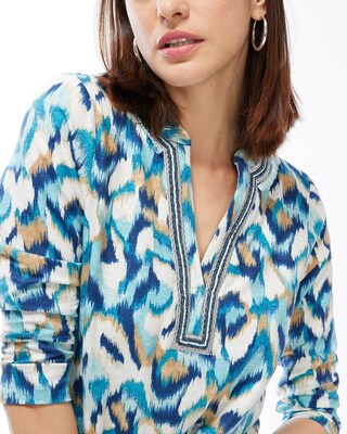 Linen-Blend Ikat Tunic