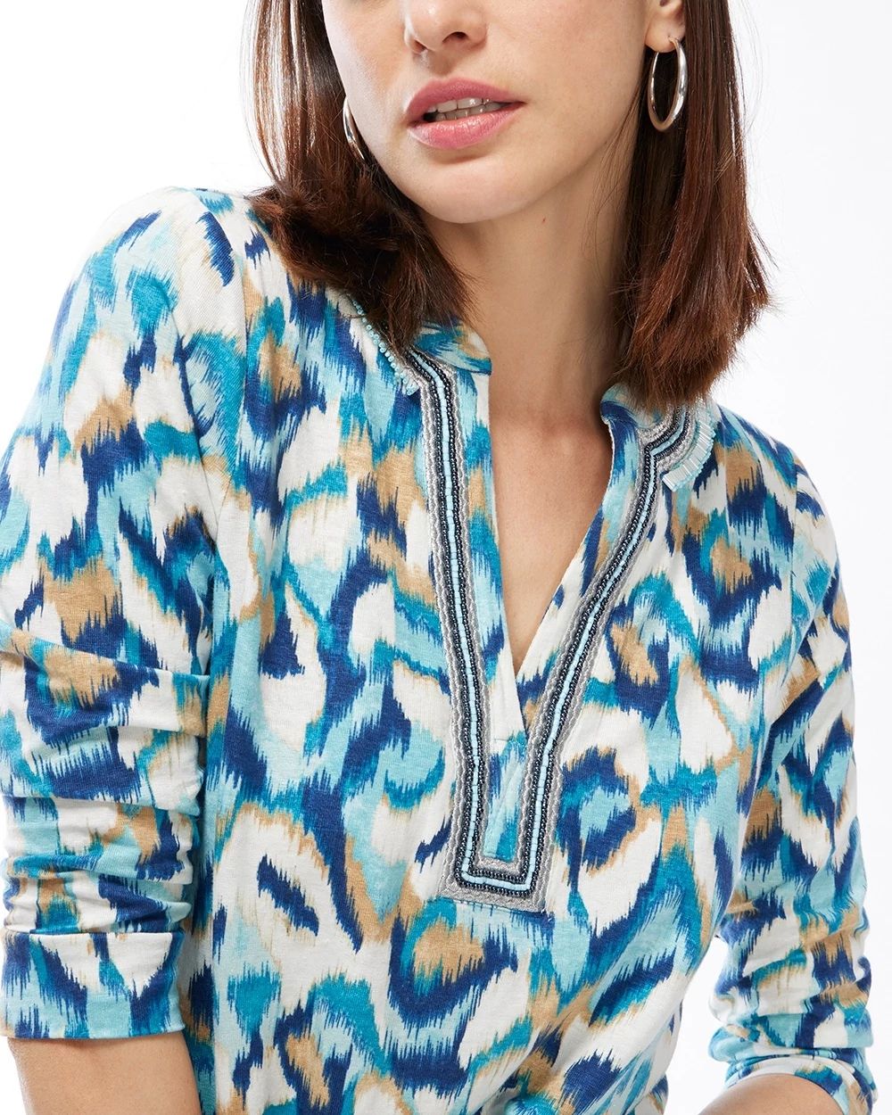 Linen-Blend Ikat Tunic