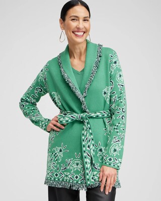 Fringe Bandana Print Cardigan