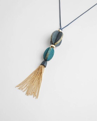 Adjustable Painted Wood Pendant Necklace
