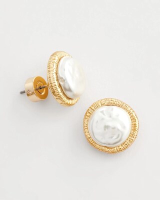 No Droop® Goldtone Pearl Earrings click to view larger image.