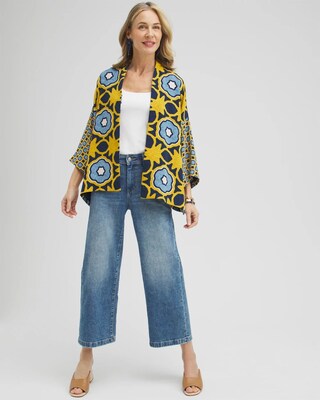Geo Print Short Kimono