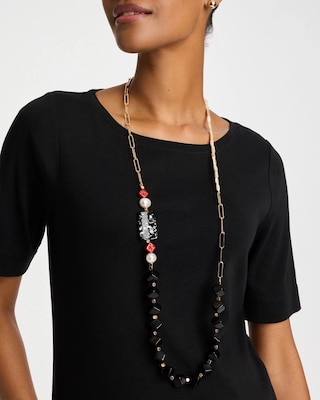 Asymmetrical Long Single-Strand Necklace click to view larger image.