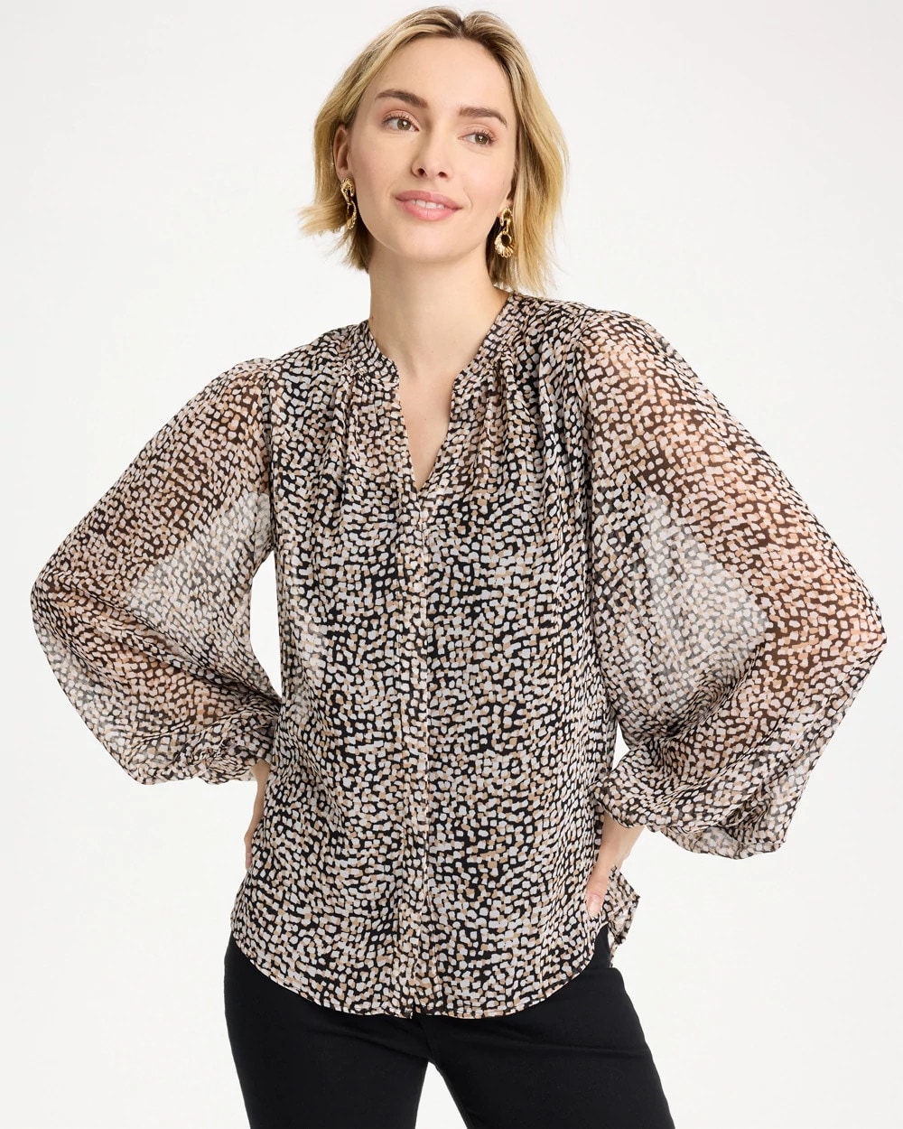 Georgette Printed Squares Blouse