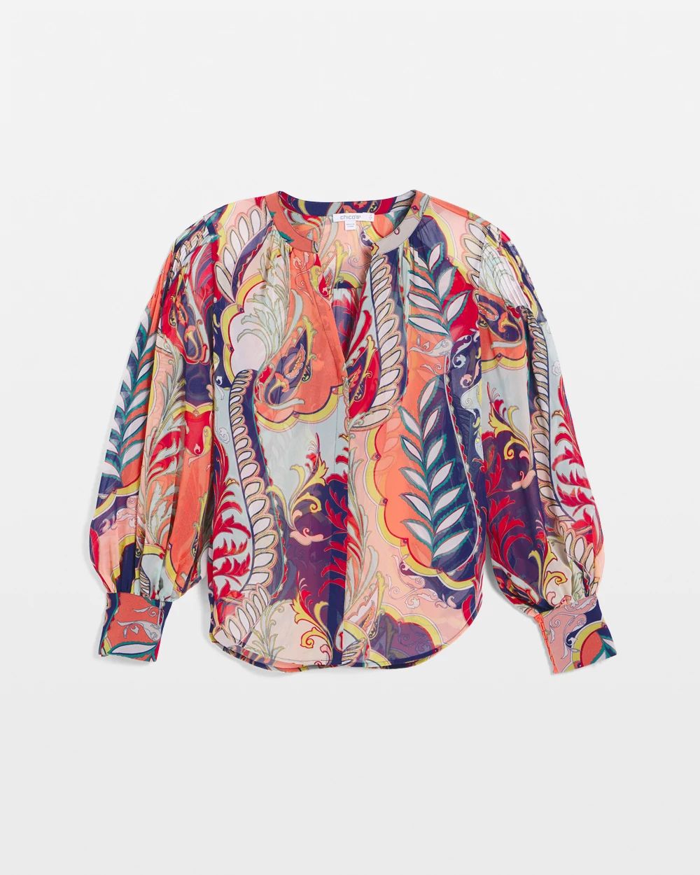 Pintuck Detail Artisan Print Top
