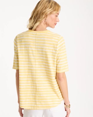 Striped Cotton Slub V-Neck Tee click to view larger image.