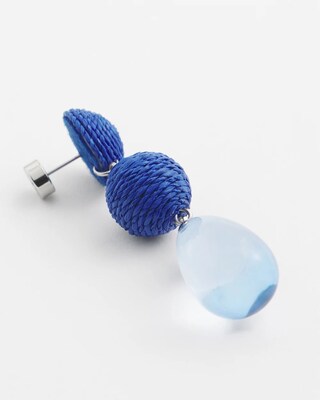 No Droop™ Blue Raffia Drop Earrings
