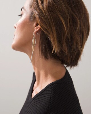 Paper Clip Linear Drop Earrings